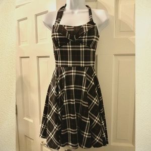 Ixia retro plaid halter neck stretch dress